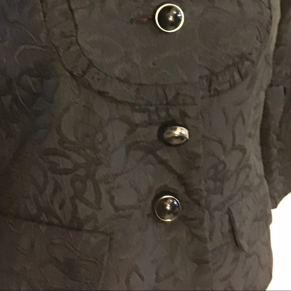 BB Dakota Black Floral Print 3/4 Sleeves Jacket Size 4 - Picture 2 of 9